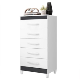 Cômoda Esmeralda 5 Gavetas Branco/Titanium - Móveis Albatroz Cômoda Esmeralda 5 Gavetas Branco/Titanium - Móveis Albatroz