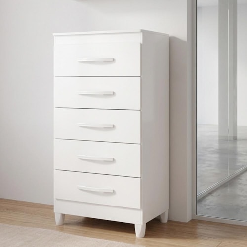 Cômoda Esmeralda 5 Gavetas Freijó/Titanium - Móveis Albatroz 