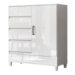 Cômoda Fit 1 Porta e 4 Gavetas Branco - Santos Andirá