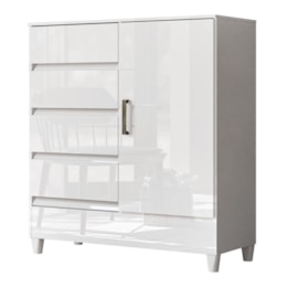 Cômoda Fit 1 Porta e 4 Gavetas Branco - Santos Andirá