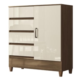 Cômoda Fit 1 Porta e 4 Gavetas Jequitibá/Off White - Santos Andirá