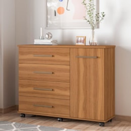 Cômoda Flora 1 Porta e 4 Gavetas Amêndola - Demóbile Cômoda Flora 1 Porta e 4 Gavetas Amêndola - Demóbile