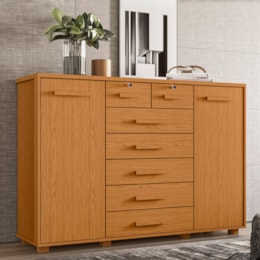 Cômoda Fontana 2 Portas e 7 Gavetas Cinamomo - Móveis Albatroz Cômoda Fontana 2 Portas e 7 Gavetas Cinamomo - Móveis Albatroz