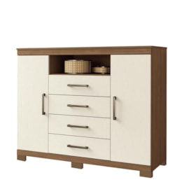 Cômoda Havana Master 2 Portas e 4 Gavetas Jatobá/Areia com Pés - Santos Andirá Cômoda Havana Master 2 Portas e 4 Gavetas Jatobá/Areia com Pés - Santos Andirá