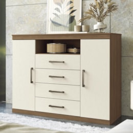 Cômoda Havana Master 2 Portas e 4 Gavetas Jatobá/Areia - Santos Andirá  Cômoda Havana Master 2 Portas e 4 Gavetas Jatobá/Areia - Santos Andirá