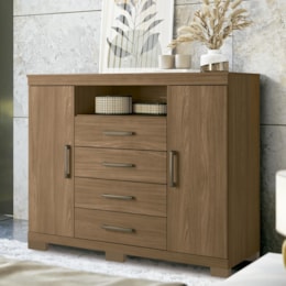 Cômoda Havana Master 2 Portas e 4 Gavetas Jatobá com Pés - Santos Andirá Cômoda Havana Master 2 Portas e 4 Gavetas Jatobá com Pés - Santos Andirá
