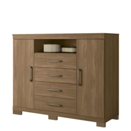 Cômoda Havana Master 2 Portas e 4 Gavetas Jatobá com Pés - Santos Andirá Cômoda Havana Master 2 Portas e 4 Gavetas Jatobá com Pés - Santos Andirá