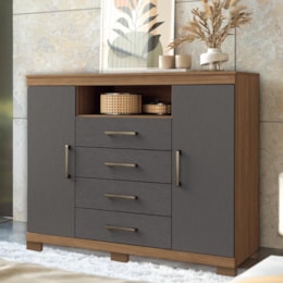 Cômoda Havana Master 2 Portas e 4 Gavetas Jatobá/Grafite com Pés - Santos Andirá Cômoda Havana Master 2 Portas e 4 Gavetas Jatobá/Grafite com Pés - Santos Andirá