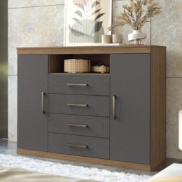 Cômoda Havana Master 2 Portas e 4 Gavetas Jatobá/Grafite - Santos Andirá Cômoda Havana Master 2 Portas e 4 Gavetas Jatobá/Grafite - Santos Andirá