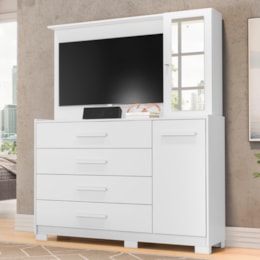 Cômoda Ilhabela 2 Portas e 4 Gavetas Branco Fosco - Móveis Albatroz
