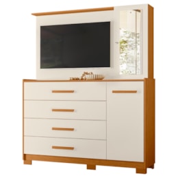 Cômoda Ilhabela 2 Portas e 4 Gavetas Cinamomo/Off White - Móveis Albatroz