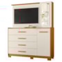 Cômoda Ilhabela 2 Portas e 4 Gavetas Cinamomo/Off White - Móveis Albatroz
