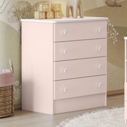 Cômoda Infantil 4 Gavetas Doce Sonho Rosa Acetinado - Qmovi Cômoda Infantil 4 Gavetas Doce Sonho Rosa Acetinado - Qmovi