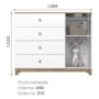 Cômoda Infantil Aconchego 1 Porta e 4 Gavetas Branco/Jequitibá - Móveis Henn