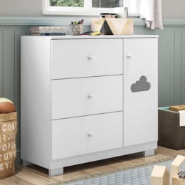 Cômoda Infantil Ane 1 Porta e 3 Gavetas Branco - Phoenix Baby Cômoda Infantil Ane 1 Porta e 3 Gavetas Branco - Phoenix Baby