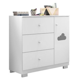 Cômoda Infantil Ane 1 Porta e 3 Gavetas Branco - Phoenix Baby Cômoda Infantil Ane 1 Porta e 3 Gavetas Branco - Phoenix Baby