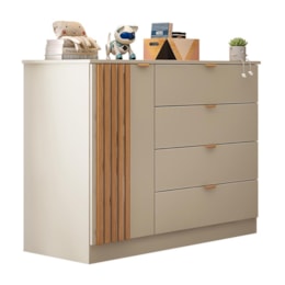 Cômoda Infantil Ayla 1 Porta e 4 Gavetas Off White Acetinado - Phoenix Baby Cômoda Infantil Ayla 1 Porta e 4 Gavetas Off White Acetinado - Phoenix Baby