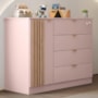 Cômoda Infantil Ayla 1 Porta e 4 Gavetas Rosê Acetinado - Phoenix Baby