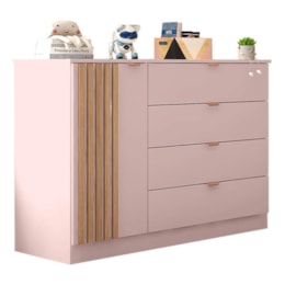Cômoda Infantil Ayla 1 Porta e 4 Gavetas Rosê Acetinado - Phoenix Baby