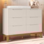 Cômoda Infantil Boom Classic 6 Gavetas Areia Fosco com Pés Amadeirado - Reller Móveis