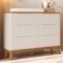 Cômoda Infantil Boom Classic 6 Gavetas Areia Fosco/Savana com Pés Amadeirado - Reller Móveis