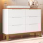 Cômoda Infantil Boom Classic 6 Gavetas Branco Fosco/Savana com Pés Amadeirado - Reller Móveis