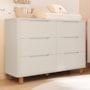 Cômoda Infantil Boom Nordic 6 Gavetas Areia Fosco com Pés Amadeirado - Reller Móveis