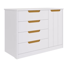Cômoda Infantil Caramelo 1 Porta e 4 Gavetas Branco Acetinado/Nature - Permóbili Baby Cômoda Infantil Caramelo 1 Porta e 4 Gavetas Branco Acetinado/Nature - Permóbili Baby