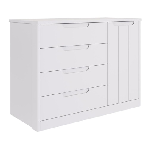 Cômoda Infantil Caramelo 1 Porta e 4 Gavetas Branco Acetinado - Permóbili Baby