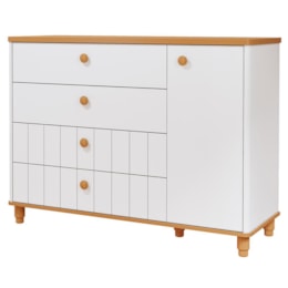 Cômoda Infantil Cupcake 1 Porta e 4 Gavetas Branco Acetinado/Nature - Permóbili Baby Cômoda Infantil Cupcake 1 Porta e 4 Gavetas Branco Acetinado/Nature - Permóbili Baby