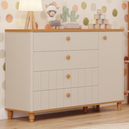 Cômoda Infantil Cupcake 1 Porta e 4 Gavetas Off White/Nature - Permóbili Baby Cômoda Infantil Cupcake 1 Porta e 4 Gavetas Off White/Nature - Permóbili Baby
