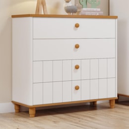 Cômoda Infantil Cupcake 4 Gavetas Branco Acetinado/Nature - Permóbili Baby