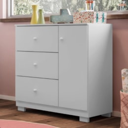 Cômoda Infantil Duda 1 Porta e 3 Gavetas Branco - Phoenix Baby Cômoda Infantil Duda 1 Porta e 3 Gavetas Branco - Phoenix Baby