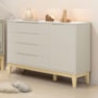 Cômoda Infantil Elfe Classic 1 Porta 4 Gavetas Areia Fosco com Pés Madeira Natural - Reller Móveis
