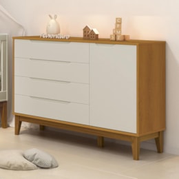 Cômoda Infantil Elfe Classic 1 Porta 4 Gavetas Areia/Savana com Pés Amadeirado - Reller Móveis  Cômoda Infantil Elfe Classic 1 Porta 4 Gavetas Areia/Savana com Pés Amadeirado - Reller Móveis