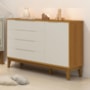 Cômoda Infantil Elfe Classic 1 Porta 4 Gavetas Areia/Savana com Pés Amadeirado - Reller Móveis