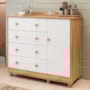 Cômoda Infantil Elô New 1 Porta e 4 Gavetas Branco Brilho/Amêndoa - Móveis Peroba