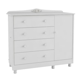 Cômoda Infantil Elô New 1 Porta e 4 Gavetas Branco Brilho - Móveis Peroba