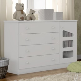 Cômoda Infantil Eloisa 1 Porta e 4 Gavetas Branco - Phoenix Baby  Cômoda Infantil Eloisa 1 Porta e 4 Gavetas Branco - Phoenix Baby