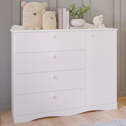 Cômoda Infantil Encanto 1 Porta e 4 Gavetas Branco - Permóbili Baby Cômoda Infantil Encanto 1 Porta e 4 Gavetas Branco - Permóbili Baby