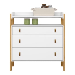 Cômoda Infantil Fantasia 3 Gavetas com Nicho Branco Acetinado - Qmovi  Cômoda Infantil Fantasia 3 Gavetas com Nicho Branco Acetinado - Qmovi