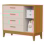 Cômoda Infantil Flip 1 Porta e 4 Gavetas Areia Fosco/Savana - Reller Móveis
