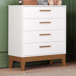 Cômoda Infantil Flip 4 Gavetas Branco Fosco - Reller Móveis