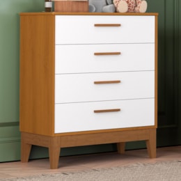 Cômoda Infantil Flip 4 Gavetas Branco Fosco/Savana - Reller Móveis