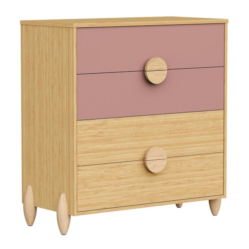 Cômoda Infantil Gracia 4 Gavetas Rosê/Naturale - Reller Móveis