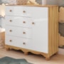 Cômoda Infantil Júnior New 1 Porta e 4 Gavetas Branco Brilho/Amêndoa - Móveis Peroba