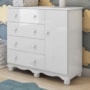 Cômoda Infantil Júnior New 1 Porta e 4 Gavetas Branco Brilho - Móveis Peroba