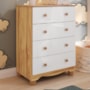 Cômoda Infantil Júnior New 4 Gavetas Branco Brilho/Amêndoa - Móveis Peroba
