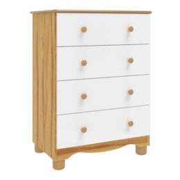Cômoda Infantil Júnior New 4 Gavetas Branco Brilho/Amêndoa - Móveis Peroba