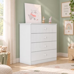 Cômoda Infantil Labirinto 4 Gavetas Branco - Móveis Henn
